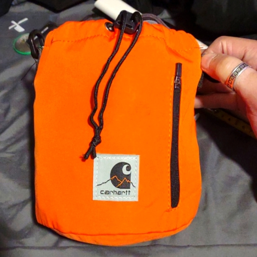 Carhartt WIP Parcel Bag,Neon Orange,1 Outside Pocket, Drawstring Top, with Strap